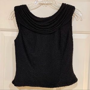 Vintage Cecily Brown Heavily Beaded Black Top PM